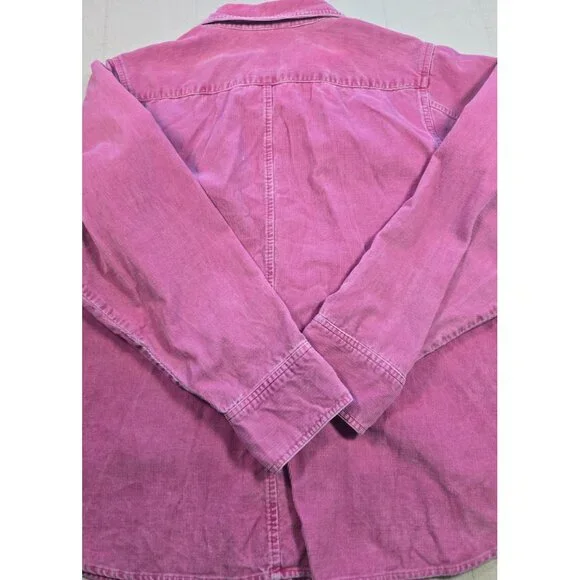 VTG Eddie Bauer Pink Corduroy Pearl Snap Button Down Shirt Women’s Large - Picture 8 of 16